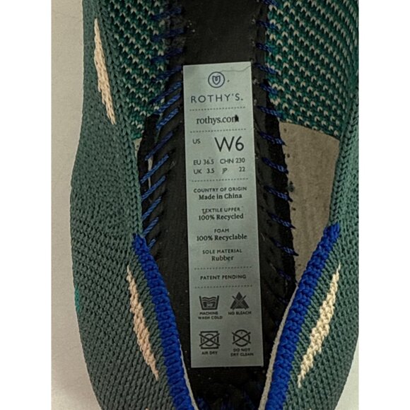 Rothys Women's The Point Moroccan Flats W6 Green Print Recycled Knit Rubber Sole - Picture 5 of 5